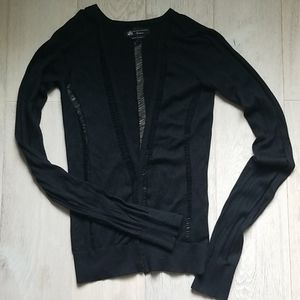 Rock & Republic black silk and cashmere cardigan S